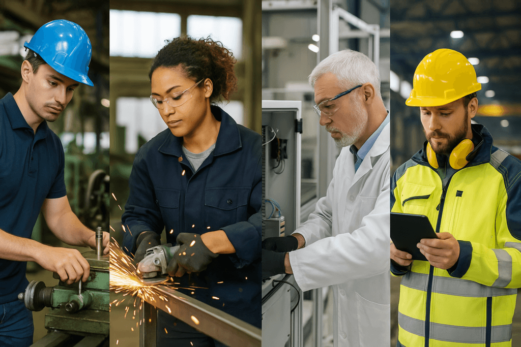 Photo représentant divers métier de l'industrie